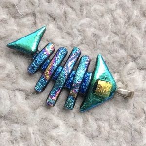 Iridescent bone fish pendant